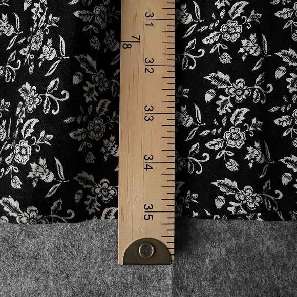 Womens Loft V-Neck Button Mini Shift Dress Black Floral Print Linen-Blend Size 8 - Picture 7 of 7